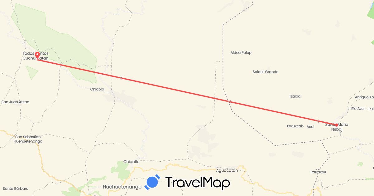 TravelMap itinerary: driving, hiking in Guatemala (North America)